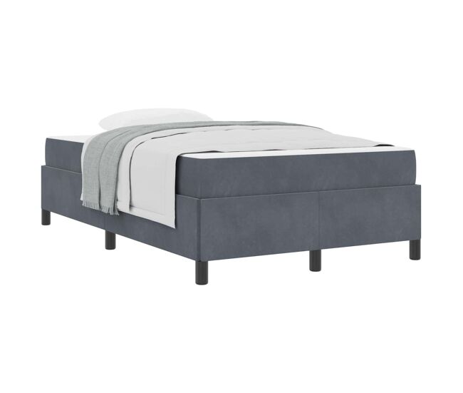 Estructura de cama doble matrimonial con colchón gris oscuro 120 x 190 cm tela