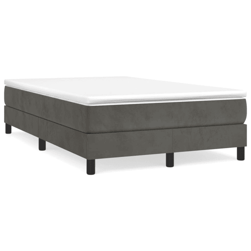 Estrutura de Cama de casal moderno com molas 120x200 cm veludo cinzento-escuro