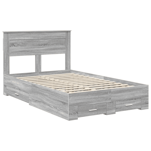 Estrutura De Cama De Casal Moderno - Cinza Sonoma 120 x 190 cm Madeira processada