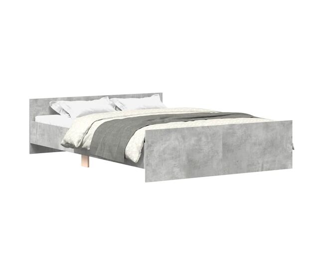 Estructura de cama matrimonial estilo con cabecero piecero gris hormigón 120x200cm