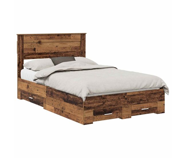 Estructura de cama matrimonial comodidad con cabecera - madera vieja 120 x 190 cm