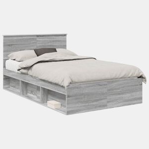 Estrutura da Cama de casal simple com cabeceira Cinza Sonoma 120 x 190 cm