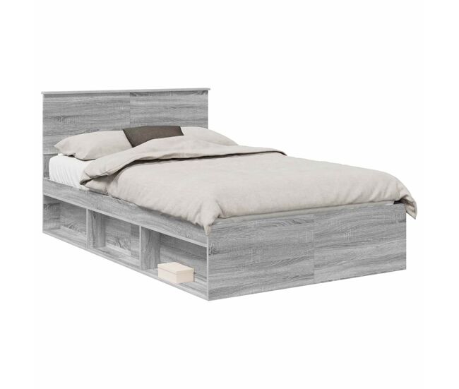 Estructura de cama matrimonial comodidad con cabecera - gris sonoma 120 x 190 cm