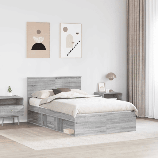 Estrutura da Cama de casal simple com cabeceira Cinza Sonoma 120 x 190 cm