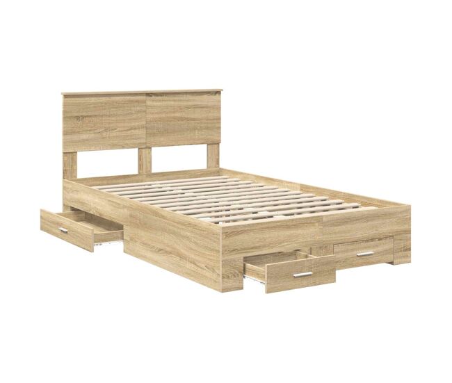 Estructura de cama matrimonial estilo con cabecera roble sonoma 120 x 200 cm