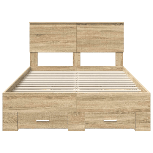 Estrutura da Cama de casal moderno com cabeceira Carvalho Sonoma 120 x 200 cm