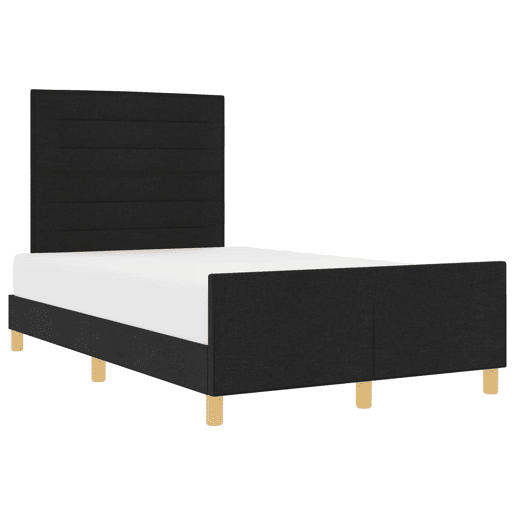 Estrutura de cama de casal com cabeceira - Preto 120 x 190 cm tecido