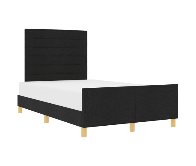 Estructura de cama matrimonial estilo con cabecera negro 120 x 190 cm tela