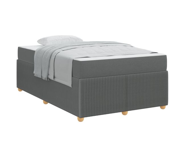 Estructura de cama doble matrimonial con colchón gris oscuro 120 x 200 cm tela