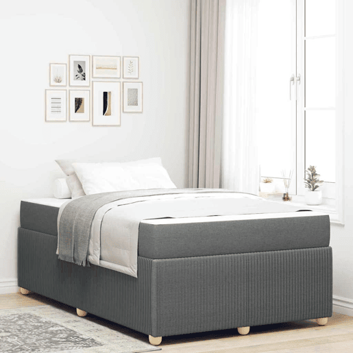 Estrutura da Cama de casal moderno com colchão Cinza Escuro 120 x 200 cm tecido