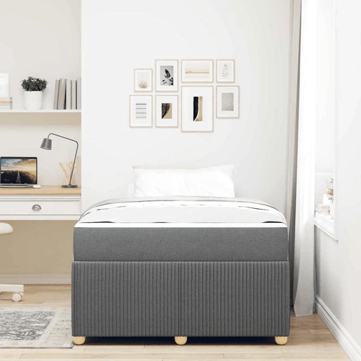 Estrutura da Cama de casal moderno com colchão Cinza Escuro 120 x 200 cm tecido