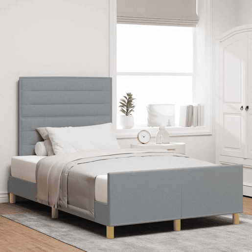 Estrutura da Cama de casal simple Cinzento-claro 120 x 200 cm tecido