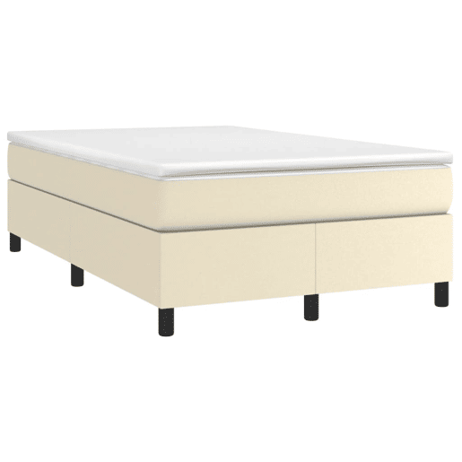 Estrutura de Cama de casal moderno com molas 120x200 cm couro artificial cor creme