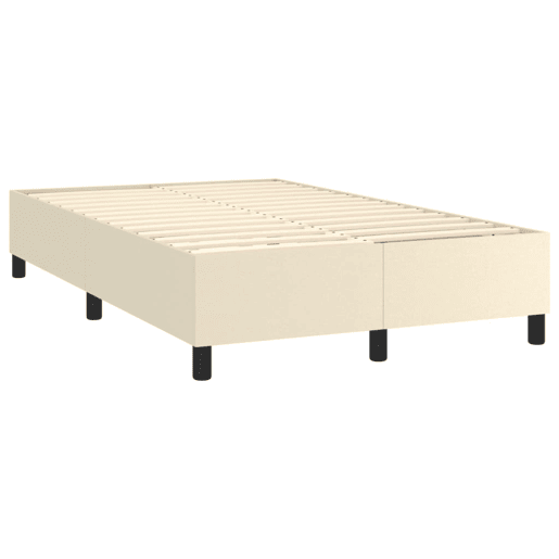 Estrutura de Cama de casal moderno com molas 120x200 cm couro artificial cor creme
