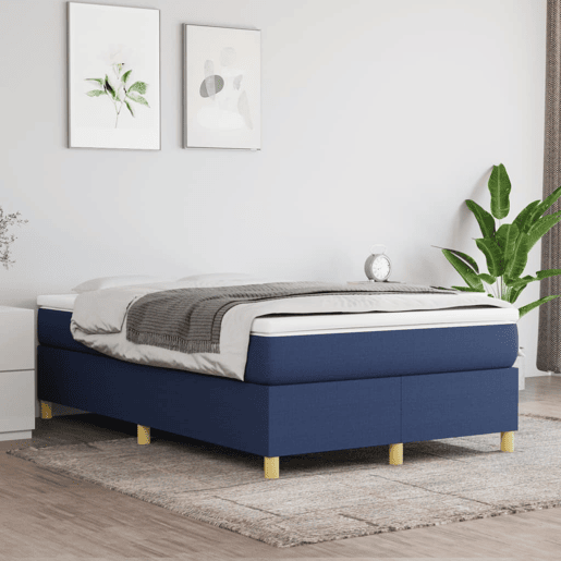 Estrutura de Cama de casal moderno com molas 120x200 cm tecido azul
