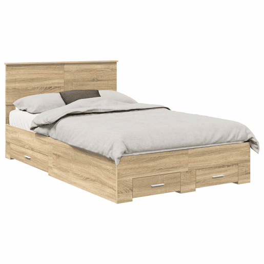 Estrutura da Cama de casal moderno com cabeceira Carvalho Sonoma 120 x 200 cm