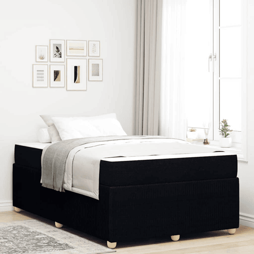 Estrutura da Cama de casal moderno com colchão Preto 120 x 200 cm tecido