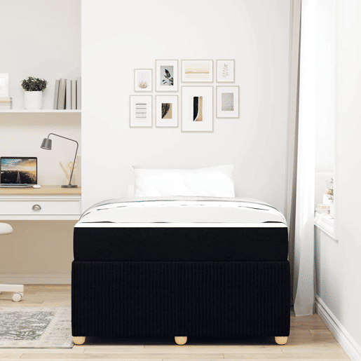 Estrutura da Cama de casal moderno com colchão Preto 120 x 200 cm tecido