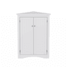 Armário de canto para casa de banho 61,5 x 80 cm - modelo independente com 2 portas, design triangular com 3 prateleiras, painel em MDF de alta qualidade com superfície lacada, poupa espaço na casa de banho, cozinha e sala de estar - Branco