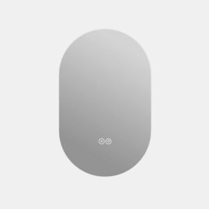 Espelho de casa de banho LED em formato de cápsula 50×80 cm - Oval sem moldura, com luz, antiembaciamento, regulável, 3 temperaturas de cor, espelho HD sem cobre - Prateado