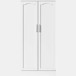 Aparador 60x35x128 cm - Multifuncional com LED, prateleiras ajustáveis, portas com arrumação - Branco