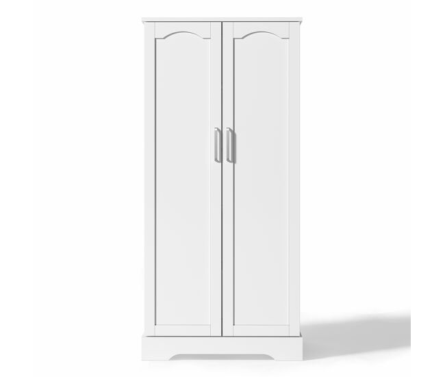 Aparador 60x35x128 cm - multifuncional con led, estantes ajustables, puertas con almacenamiento - blanco
