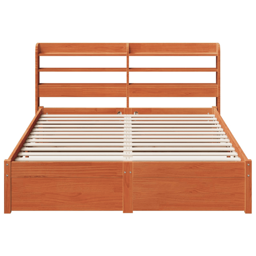 Estrutura da Cama de casal simple 2 pcs Marrom Cera Madeira de Pinho Sólido