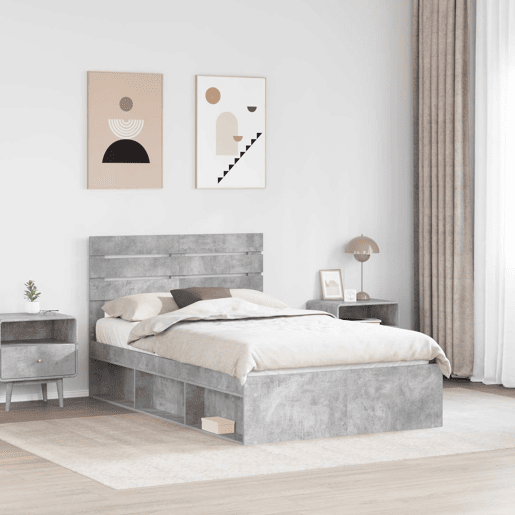 Estrutura de Cama de casal moderno com cabeceira Concreto 120 x 190 cm