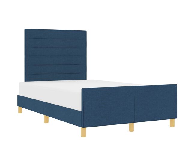 Estructura de cama matrimonial comodidad con cabecera - azul 120 x 200 cm tela