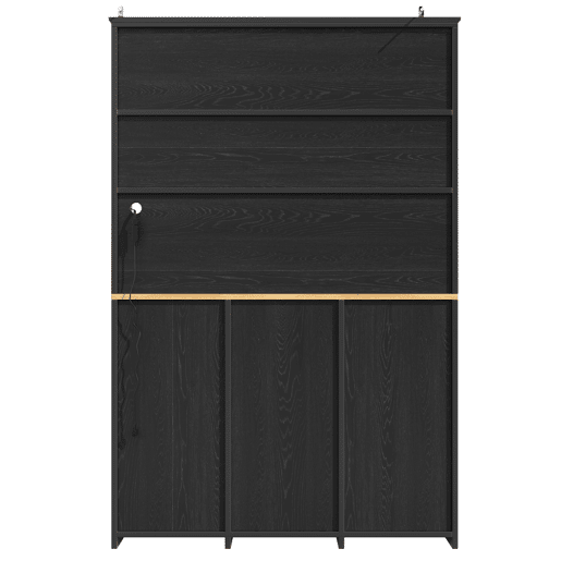 Aparador 120x40x180 cm - Aparador alto, com 3 portas, 3 gavetas e LED - Preto