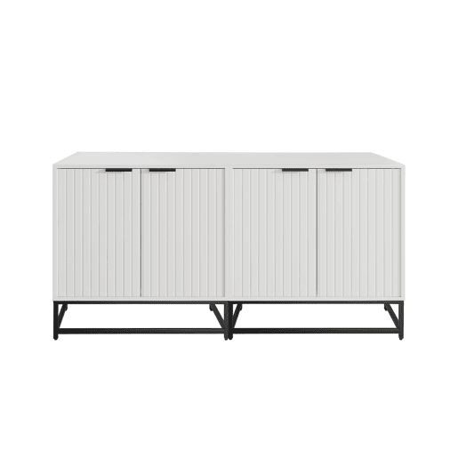 Aparador 160x40x80 cm - 2 portas, metal, pernas com estrutura - Branco