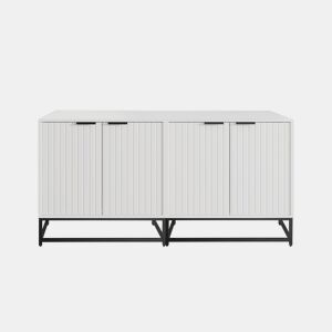 Aparador 160x40x80 cm - 2 portas, metal, pernas com estrutura - Branco