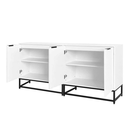 Aparador 160x40x80 cm - 2 portas, metal, pernas com estrutura - Branco