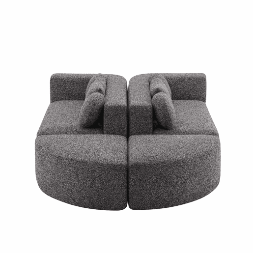 Sofá modular de 4 lugares 292 x 165 x 68 cm - sofá Nube, chenille, sem montagem, convertível - preto