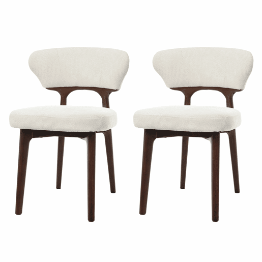 Cadeiras de jantar (2 unidades) u2013 madeira maciça, confortáveis e respiráveis, estilo moderno, tecido de chenille u2013 bege claro