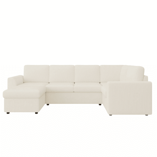 Sofá de canto em L 282 x 153 x 85 cm - sofá moderno em veludo com braços, banquinho multifuncional móvel, montagem fácil, espuma de alta densidade, 6 lugares - bege