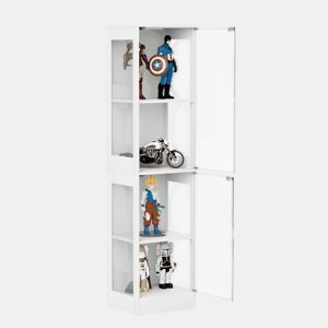 Vitrine de vidro 40 x 35 x 165 cm - 4 prateleiras, iluminação LED, portas de vidro, sensores inteligentes - Branco