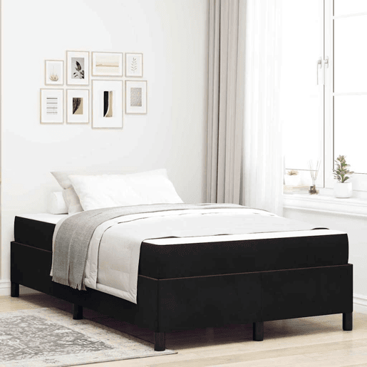 Estrutura da Cama de casal moderno com colchão Preto 120 x 190 cm tecido