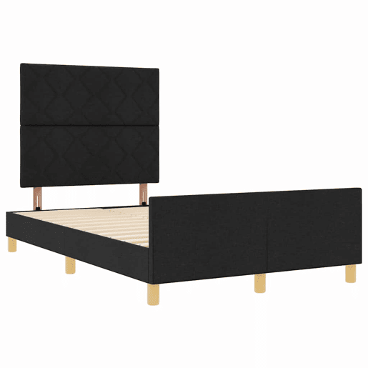 Estrutura de cama de casal com cabeceira - Preto 120 x 200 cm tecido