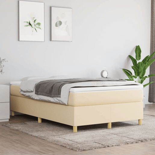 Estrutura de Cama de casal moderno com molas 120x200 cm tecido cor creme