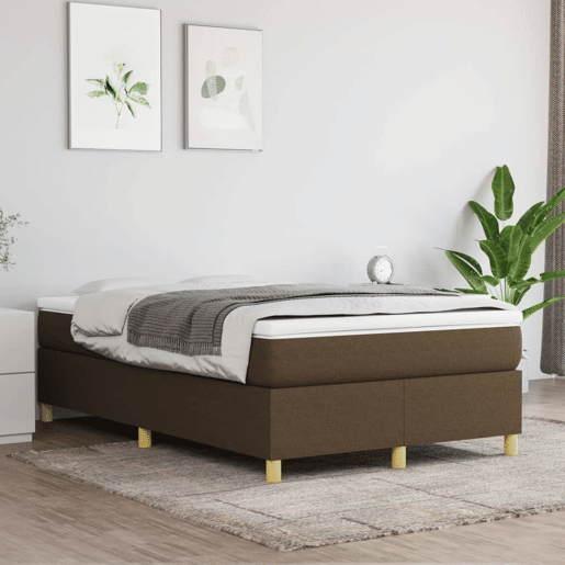 Estrutura de Cama de casal moderno com molas 120x200 cm tecido castanho-escuro