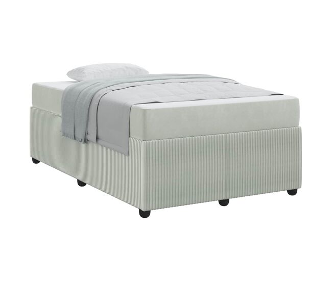 Estructura de cama doble matrimonial con colchón gris claro 120 x 190 cm tela