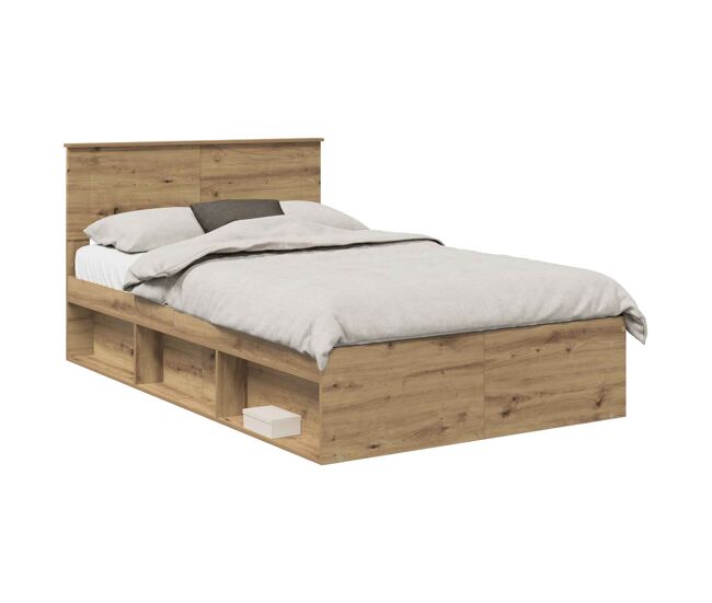 Estructura de cama matrimonial estilo con cabecera roble artesanal 120 x 200 cm