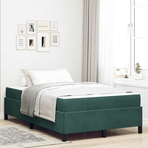 Estrutura da Cama de casal moderno com colchão Verde Escuro 120 x 190 cm tecido