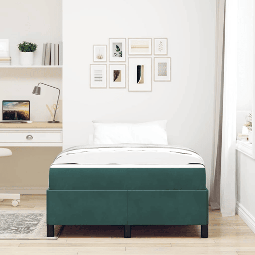 Estrutura da Cama de casal moderno com colchão Verde Escuro 120 x 190 cm tecido
