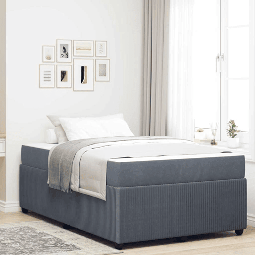 Estrutura da Cama de casal moderno com colchão Cinza Escuro 120 x 190 cm tecido