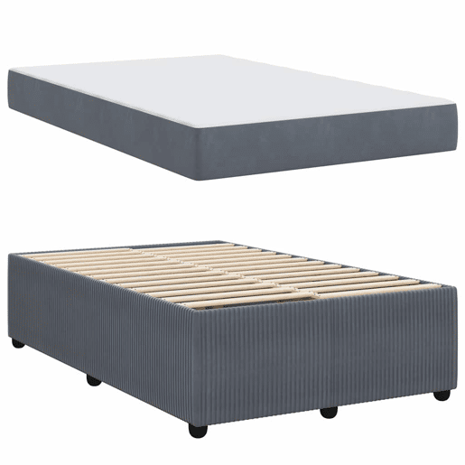 Estrutura da Cama de casal moderno com colchão Cinza Escuro 120 x 190 cm tecido