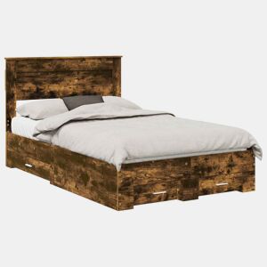 Estrutura de cama de casal com cabeceira - Carvalho Defumado 120 x 190 cm