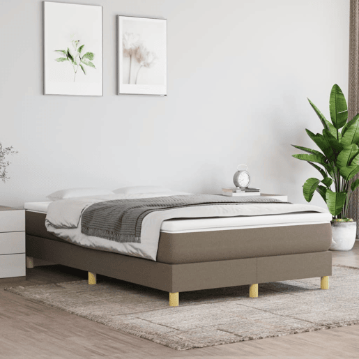 Estrutura de Cama de casal moderno com molas sem colchão 120x200 cm tecido cinza-acastanhado