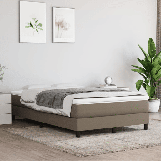 Estrutura de Cama de casal moderno com molas sem colchão 120x200 cm tecido cinza-acastanhado